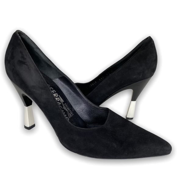 Salvatore Ferragamo Shoes - Salvatore Ferragamo Suede Pump Black Size 8.5